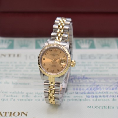 ROLEX Oyster Perpetual Datejust Damenarmbanduhr Referenz 69173, Schweiz verk. 09/1991 lt. beil. orig. Zertifikat, Automatik, Edelstahl u. Gold komb., ...
