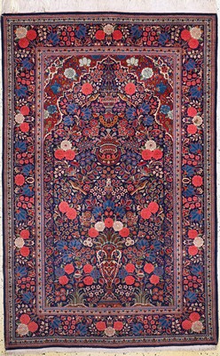 Keschan Kork"Königskrone", Persien, um 1920, Korkwolle auf Baumwolle, ca. 202 x 130 cm, EHZ: 1-2