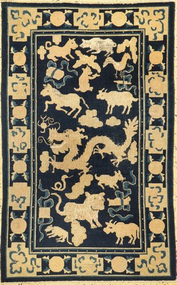 Peking "Tierkreiszeichen", China, frühes 19.Jhd, Wolle auf Baumwolle, ca. 145 x 95 cm, EHZ: 3