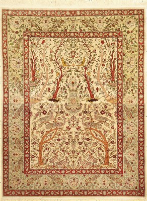 Hereke Seide fein, Türkei, um 1960, reine Naturseide, ca. 150 x 115 cm, EHZ: 2-3