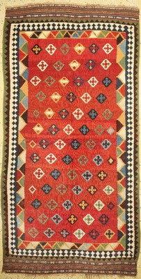 Ghaschgai Kelim antik, Persien, 19.Jhd, Wolle auf Wolle, ca. 280 x 145 cm, EHZ: 2