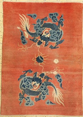 Peking"Drachenteppich", China, 19.Jhd, Wolle auf Baumwolle, ca. 160 x 115 cm, EHZ: 3