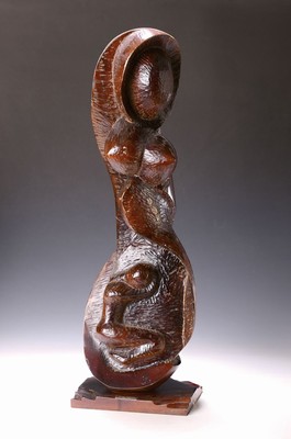 Frank Coronado, geb. 1955 Bildschnitzer der Dominikanischen Republik, "Maternidad", Holzskulptur, ca. 74x23,5x18 cm, kleine Kratzer der ...