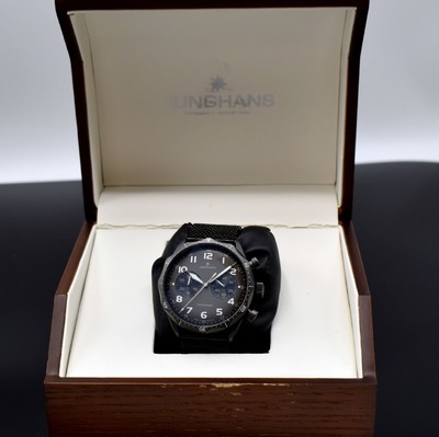 JUNGHANS Meister Pilot Armbandchronograph Referenz 027/3794.00, Deutschland um 2018, Automatik, geschw. Stahlgeh., Boden 7-fach verschr., beids. ...