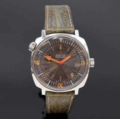 ZENITH Super Sub Sea Diver Referenz A3635 seltene Herrenarmbanduhr, Schweiz um 1968, Automatik, massives Gehäuse in Stahl, Boden geschr., neutr. ...