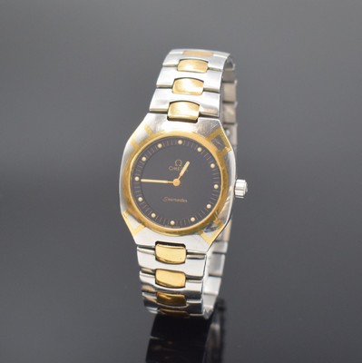 OMEGA Seamaster Polaris Multifunktionsuhr in Stahl/Gold, Schweiz um 1995, 2-tlg. Geh. Ref. 386.0822, Boden 4-fach verschr., integr. orig. Band m. ...