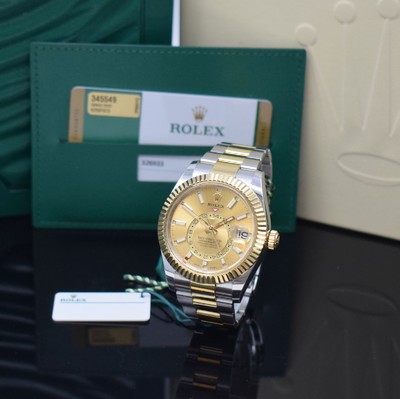 ROLEX Herrenarmbanduhr Oyster Perpetual Date Sky-Dweller Jahreskalender in Stahl/Gold Referenz 326933, Automatik, LC 100, Chronometer der ...
