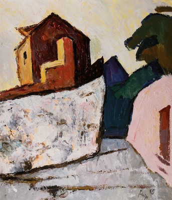 Fritz Schnitzer, 1914-1976, Stadtansicht, Öl/Platte, signiert und datiert 1965, Rahmen, 66x58 cm