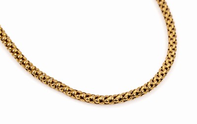 14 kt Gold Collier, GG 585/000, total ca. 7.6 g, L. ca. 44 cm, Karabiner- schließe