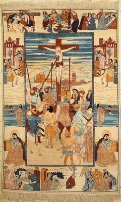 Lahor Kork fein, Pakistan, ca. 60 Jahre, Korkwolle auf Baumwolle, ca. 220 x 140 cm, EHZ: 1-2