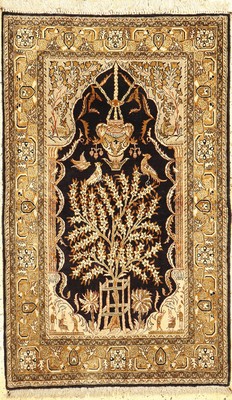 Ghom Seide, Persien, um 1950, reine Naturseide, ca. 140 x 85 cm, EHZ: 1-2