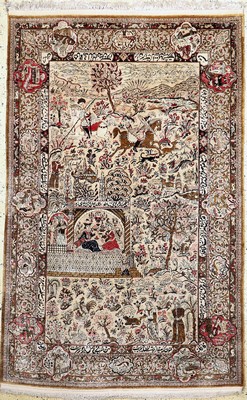 Ghom Seide Persien, signiert(Radjabian), um1950, reine Naturseide, ca. 210 x 138 cm, EHZ:1-2