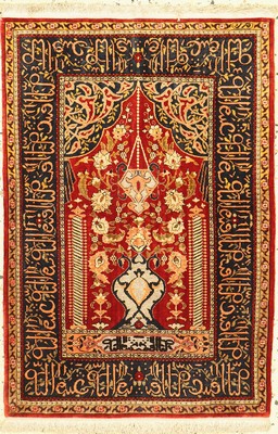 Hereke Seide fein, signiert, Türkei, um 1960, reine Naturseide(Metallbroschiert), ca 82 x 56 cm, ca. 1,0 Mio. Kn/qm, EHZ: 1