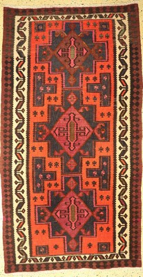 Dorfkelim, Persien, Malayer Region, um 1950, Wolle auf Baumwolle, ca. 278 x 149 cm, EHZ: 1-2