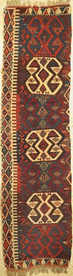 Anatol Kelim antik(1 Bahn), Türkei, 19.Jhd,Wolle auf Wolle, ca. 325 x 85 cm, EHZ: 4
