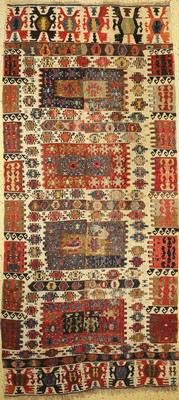 Anatol Kelim antik, Türkei, 19.Jhd, Wolle auf Wolle, ca. 340 x 150 cm, EHZ: 3, (kleine Risse)