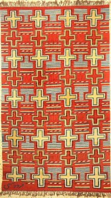 Designerkelim, Persien, ca. 50 Jahre, Wolleauf Wolle, ca. 283 x 169 cm, EHZ: 1-2