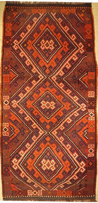 Maymaneh Kelim, Afghanistan, um 1920/1930, Wolle auf Wolle, ca. 420 x 225 cm, EHZ: 2