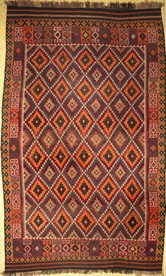 Maymaneh Kelim, Afghanistan, um 1920, Wolleauf Wolle, ca. 425 x 262 cm, EHZ: 2(verfärbt)