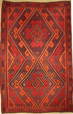 Maymaneh Kelim, Afghanistan, um 1930, Wolleauf Wolle, ca. 418 x 270 cm, EHZ: 1-2