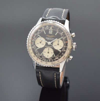 BREITLING Schaltradchronograph Navitimer für die Irakische Luftwaffe, Handaufzug, Schweiz um 1960, 3-teil. Edelstahlgeh., Boden m. irakischem ...