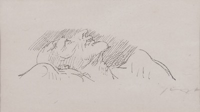 Max Slevogt, 1868 Landshut-1932 Leinsweiler, Lithographie, "Mephisto, aufblickend", 1925, handsigniert, unter PP und Glas gerahmt, 23x29cm