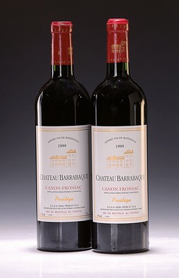 6 Flaschen 1999 Chateau Barrabaque, Prestige , Canon-Fronsac, ca. 750ml, 13% Vol. Into Neck/High Fill