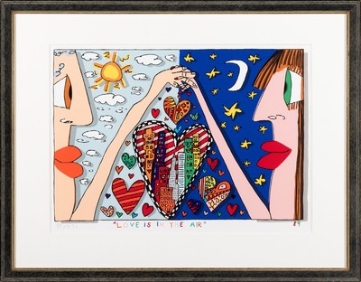 James Rizzi, 1950-2011 New York, Love is in the Air, Farblithographie von 1989, handsign., ca. 26x38cm, PP, u.Gl., R. ca. 42x54cm