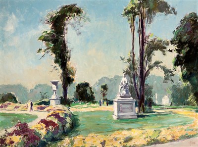 Karl Graf, 1902-1986 Speyer, Paris: Tuilleriengarten, so rückseitig betitelt, Öl/Holz, rechts unten signiert, ca. 60x80cm, R. ca. 66x86cm