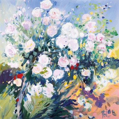 Georg Günther Zeuner, 1923 Dresden-2011 Speyer, Das Rosenbäumchen, rückseitig so betitelt, Acryl auf Lwd, signiert und dat. 95, ca. 80x80cm, R. ...