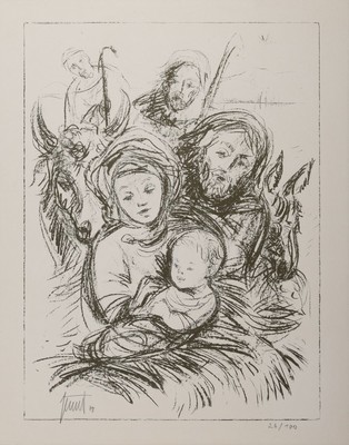 Georg Günther Zeuner, 1923 Dresden-2011 Speyer, Konvolut aus 4 Grafiken: Die Hl. Familie, num. 26/100, von 1978, ca. 40x30cm, u.Gl., R. ca. 50x40cm; ...