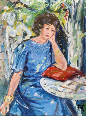 Georg Günther Zeuner, 1923 Dresden-2011 Speyer, Bettina im Garten, rückseitig so betitelt, dat. 1978 und gewidmet, Acryl/Lwd, signiert, ca. ...