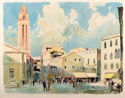 Karl Graf, 1902-1986 Speyer, Campo San Maurizio, Gouache von 1955, sign. und betitelt, ca. 47x60cm, u.Gl., R. ca. 54x68cm