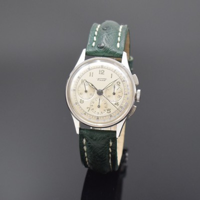 TISSOT Herrenarmbanduhr mit Schaltradchronograph Referenz 6215-4 in Stahl mit Kaliber 27-41H, Schweiz um 1950, Handaufzug, 3-teil. Geh., Boden u. ...