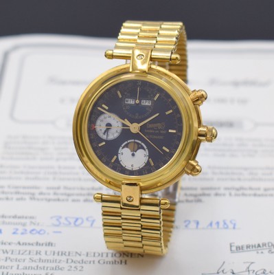 EBERHARD & CO auf 999 Stück limitierter Armbandchronograph Edition Hommage A. L. Perrelet, Automatik, verg. Geh. inkl. Gliederband m. Faltschl., ...