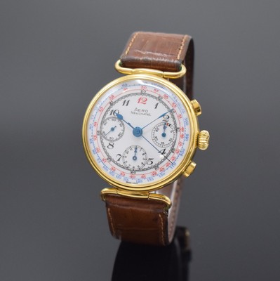 AERO NEUCHATEL Schaltradchronograph, Schweiz 1990er Jahre, Handaufzug, nach Vorbild 1930er Jahre, Metallgeh. hartverg., beids. vergl., bewegl. ...