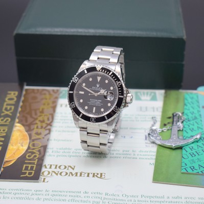 ROLEX Oyster Perpetual Date Submariner Herrenarmbanduhr in Stahl Referenz 16610 mit original Zertifikat und Box, Schweiz verk. 11/1997, U-Serie, LC ...