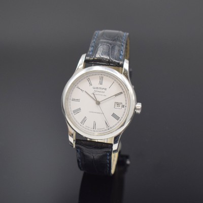 WEMPE Zeitmeister Glashütte i/SA Chronometer Herrenarmbanduhr in Stahl, Deutschland um 2010, Automatik, 3-teil. Gehäuse, Boden verschr., weißes ...