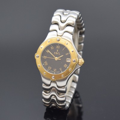 EBEL Damenarmbanduhr Sportwave Referenz 6087621, quarz, z. T. verg. Edelstahlgeh. inkl. Gliederband mit dopp. Faltschl., Boden verschr., schwarzes ...
