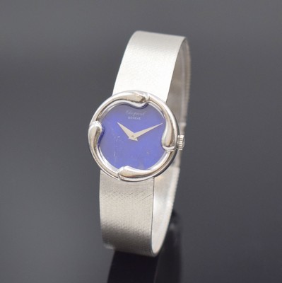 CHOPARD Damenarmbanduhr in WG 750/000 mit Lapislazuli-Zifferblatt, Handaufzug, Schweiz 1960er Jahre, Milanaiseband, Boden aufgedr., Zifferbl. riss., ...