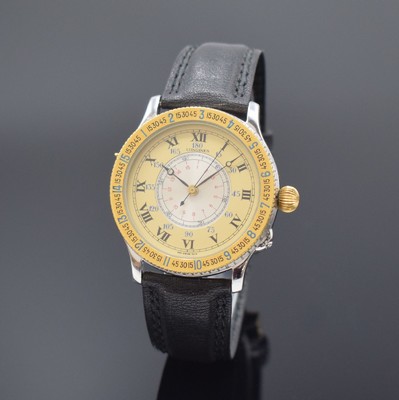 LONGINES Lindbergh Stundenwinkeluhr in Stahl und Gold Referenz 989.5215, Automatik, Schweiz um 1990, orig. Lederband m. orig. Dornschl., Geh. nach ...