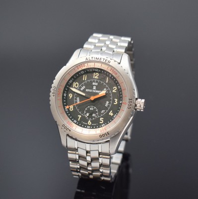 REVUE THOMMEN Airspeed Altimeter Herrenarmbanduhr mit Höhenmesser in Stahl Referenz 5310001, Handaufzug, Schweiz um 1990, sat. Geh. inkl. ...