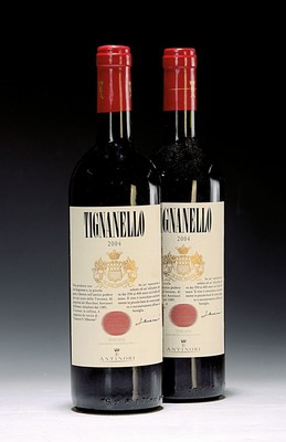 6 Flaschen 2004 Marchesi Antinori Tignanello , Toskana, je ca. 750ml, Into Neck/High Fill, in orig. Karton