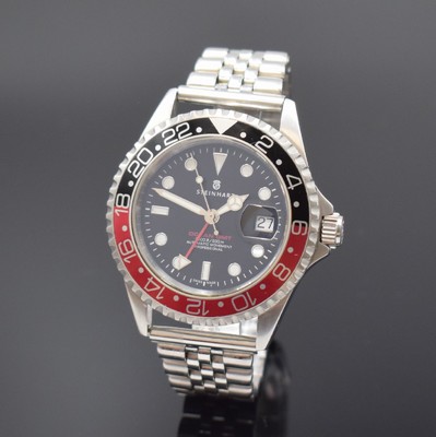 STEINHART Ocean GMT sportliche Armbanduhr in Stahl, Automatik, Schweiz um 2020, neutr. Gliederband, Boden und Krone verschr., ab Herst. wasserd., ...
