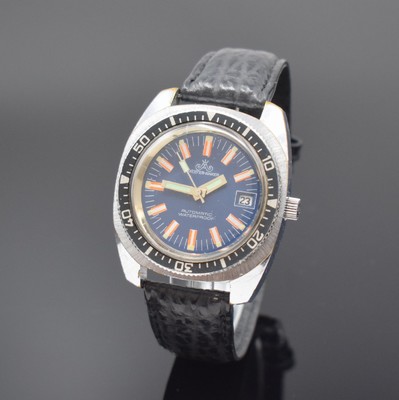 GUB / Meisteranker verchromte Armbanduhr mit Drehlünette Kaliber GUB 11-27, Automatik, DDR um 1978, Geh. ber., Edelstahlboden verschr., Lün. m. ...