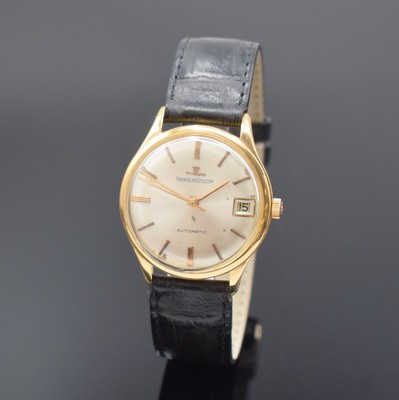 Jaeger-LeCoultre Armbanduhr in RG 750/000, Automatik, Schweiz um 1960, Boden verschr., silb. Zifferbl. m. aufgel. Indizes altersbed. fl., Anz. v. ...