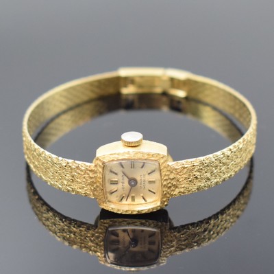ORDIAM Damengoldbanduhr in GG 585/000, Schweiz um 1975, Handaufzug, GG 585/000 Band, Boden aufgedr., silb. Zifferbl. pat., aufgel. Std.-Ind., M. ca. ...