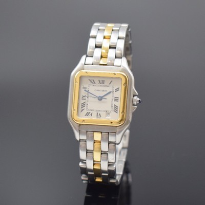 CARTIER Panthere Damenarmbanduhr in Stahl/Gold, Schweiz um 1995, quarz, Ref. 1100, 8-fach verschr. Geh., orig. Stahl/GG- Band m. doppel. Faltschl., ...