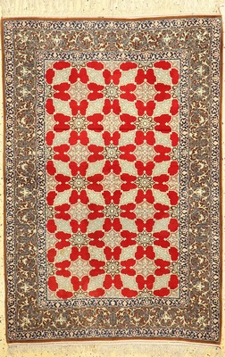 Esfahan fein, Persien, ca. 60 Jahre, Korkwolle auf Seide, ca. 160 x 108 cm, ca. 1,0Mio. Kn/qm, EHZ: 1-2(Fleckig)