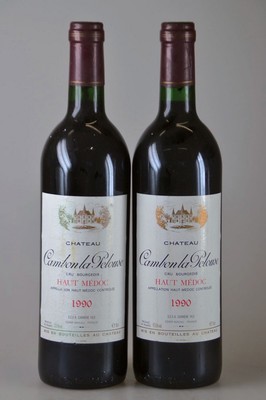 6 Flaschen 1990 Chateau Cambon La Pelouse, Haut-Medoc, je ca. 750ml, 12,5% Vol., mind Into Neck, Etiketten z.T. mit Wasserschaden